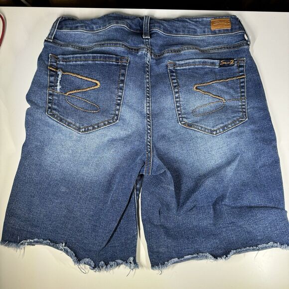 Seven7 Sunset Bermuda Jean Shorts Size 8 Raw Hem Stretch Denim - Picture 5 of 12